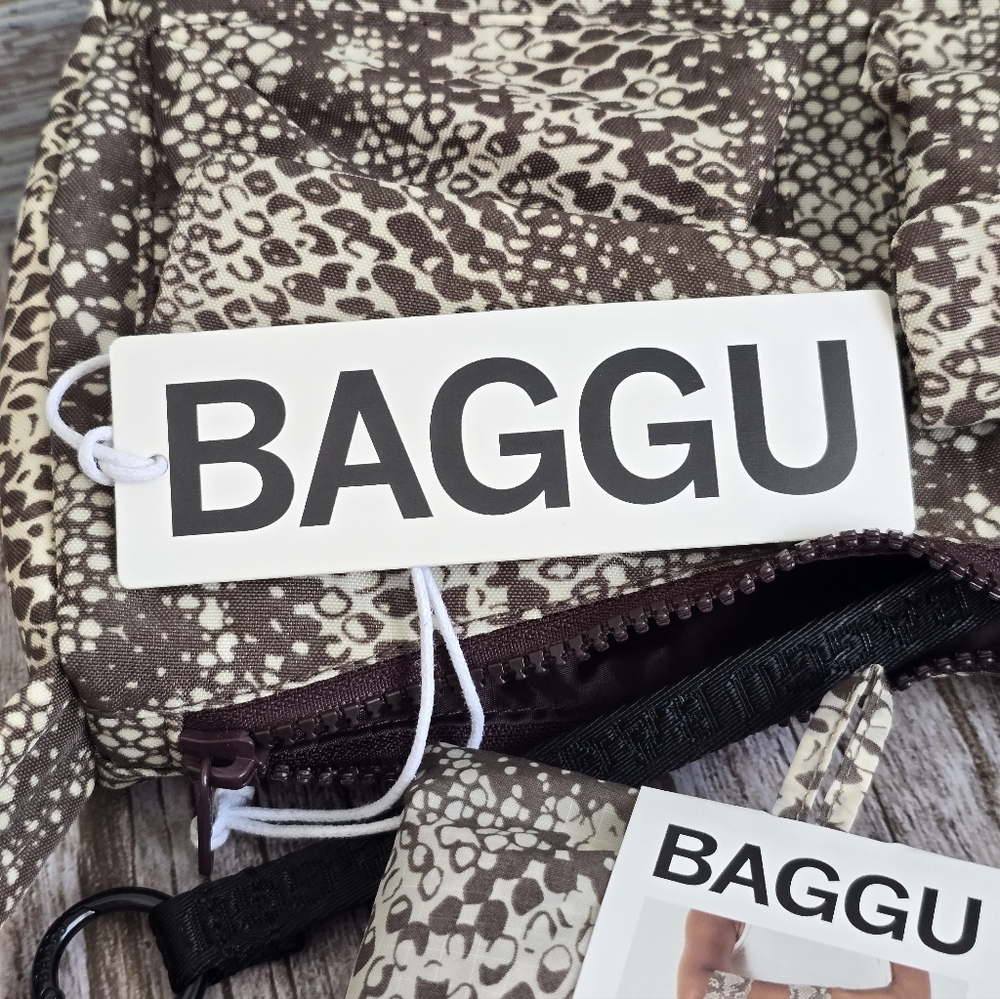 *NWT* BAGGU Cargo Shoulder Bag & Standard Bag Set In Snakeskin Print, Snake Skin - Picture 8 of 13